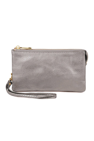 Buy light-silver Vegan Leather Wallet With Detachable Wristlet