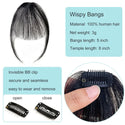 100% Human Hair Black Brown Invisible Hair Bangs Clip in Straight Bangs and Sideburns