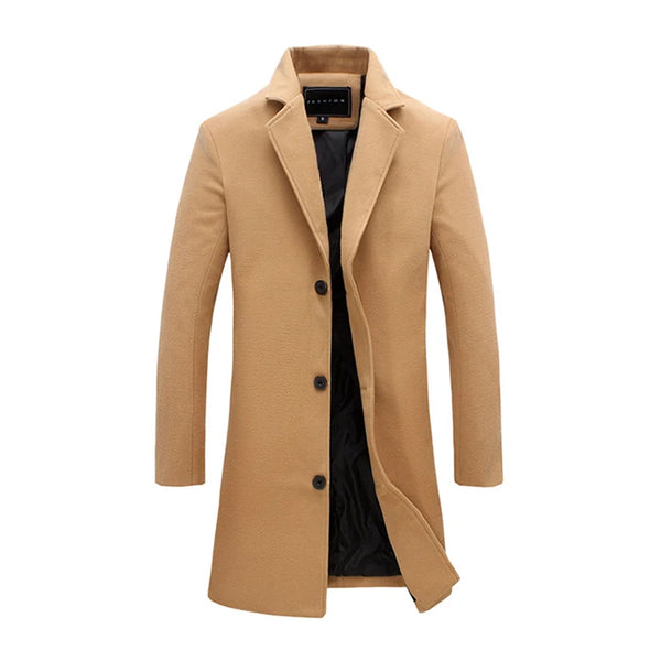 Single Breasted Lapel Wool Blend Coat