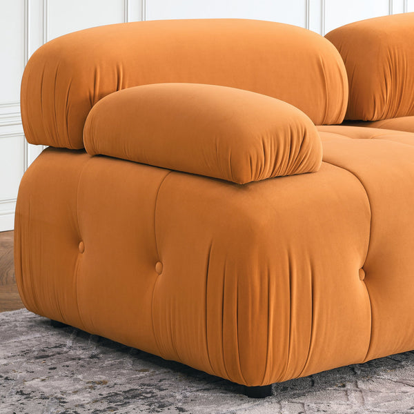 Modular Sectional Sofa, Button Tufted Designed and DIY Combination,L Shaped Couch With Reversible Ottoman, Orange Velvet