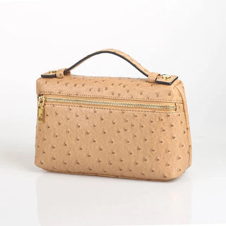 Buy ostrich-apricot-l Snake Pattern Clutch Make Up Bags