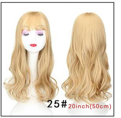 Natural Wave Women Synthetic Hair Light Brown One-Piece Hair Extension With Bangs High Temperature Fiber Clip-In Hairpieces