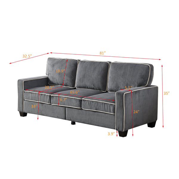 Living Room Sofa With Storage Dark Grey Corduroy