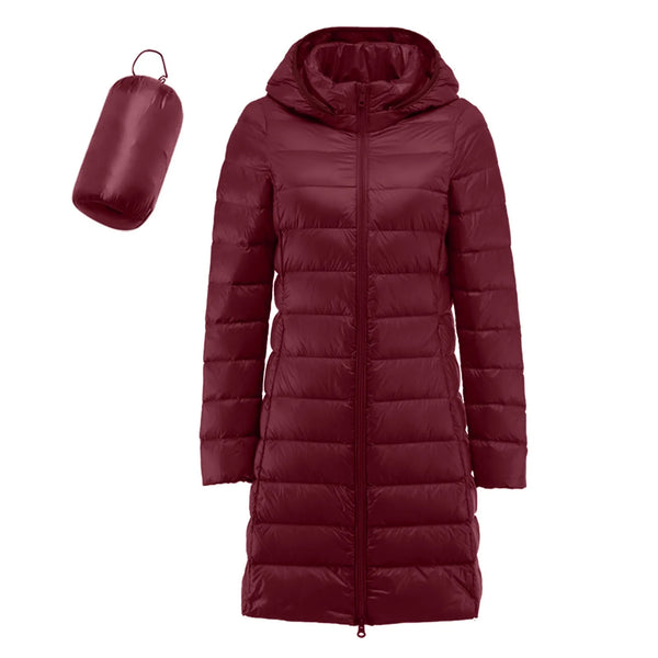 Women Warm Winter Coat Long Sleeve Solid Color Down Jackets Pockets Casual Hooded Down Coats Female Outerwear Padded Clothes