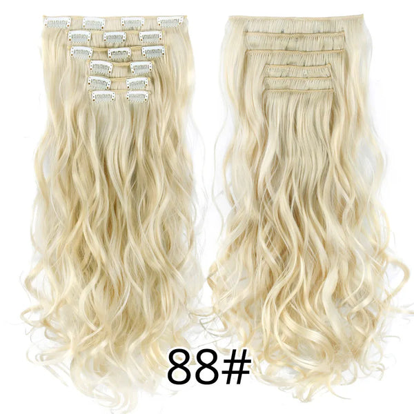 22Inch Synthetic Long Curly 16Clips Clip in Hair Extensions