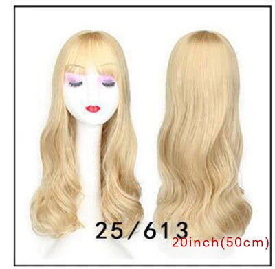 Natural Wave Women Synthetic Hair Light Brown One-Piece Hair Extension With Bangs High Temperature Fiber Clip-In Hairpieces