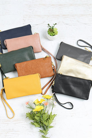 Vegan Leather Wallet With Detachable Wristlet