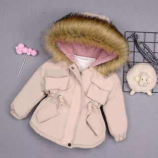 Buy beige Fur Collar Jackets for Girls