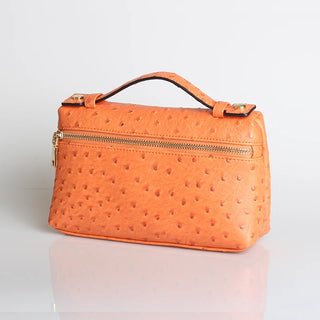 Buy ostrich-orange-l Snake Pattern Clutch Make Up Bags