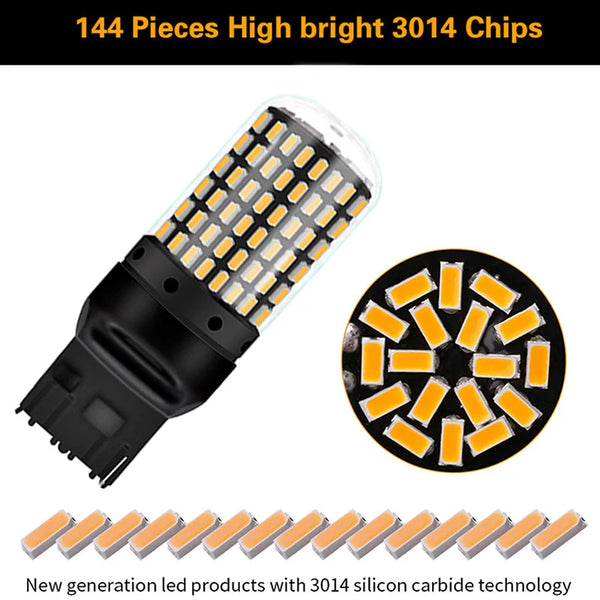 GZKAFOLEE 1pcs 2800LM 7440 7443 Bulb No Error Free T20 W21W W21/5w LED WY21W LED Bulbs Car Brake Reverse Light Lamp Turn Signal