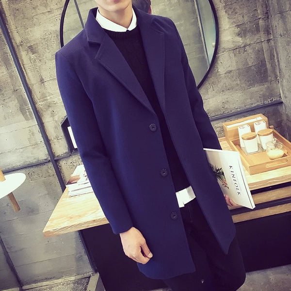 Single Breasted Lapel Wool Blend Coat