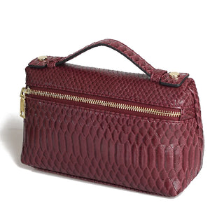 Buy snake-maroon-l Snake Pattern Clutch Make Up Bags