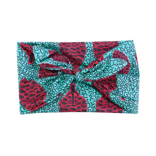 Buy 238-teal-red-tree African Pattern Print Headband