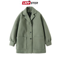 LAPPSTER Men Korean Fashions Wool Trench Coat 2023 Overcoat Mens Japanese Streetwear Winter Coat Harajuku Khaki Jackets Coats