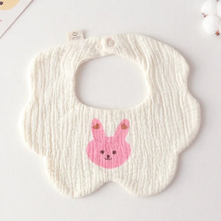 Buy single-pink-rabbit Cotton Gauze Baby Print Bibs Infant Bib