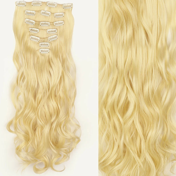 22Inch Long Straight Wavy Hair Extension 7Pcs/Set 16 Clips