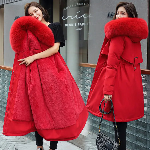 Fashion Winter Jacket Women Warm Coat Long Female Jacket Plus Size 5XL Ladies Parka Winter Coat Women Fur Collar Hooded Outwear