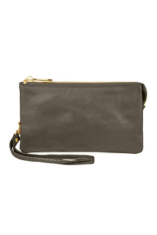 Buy pewter Vegan Leather Wallet With Detachable Wristlet