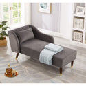 Modern Chaise Lounge Chair Velvet Upholstery (Grey)