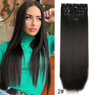 Buy 2-zhi 4Pcs/Set 20Inch Synthetic Hair Clip in Long Wavy Thick Hairpieces