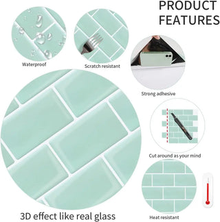 Strong Adhesive Subway Tiles Vinyl Wallpaper Peel and Stick