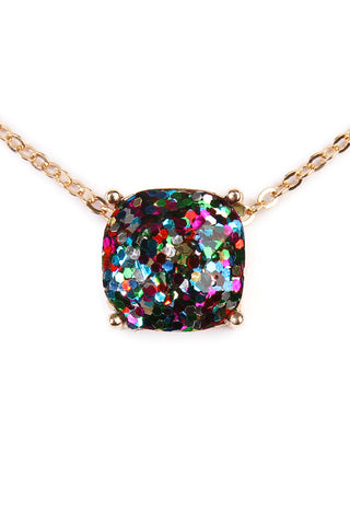 Buy multicolor Cushion Glitter Necklace