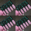 Green crystal long press on nails