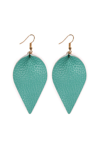 Buy turquoise Teardrop Shape Genuine Leather Earrings