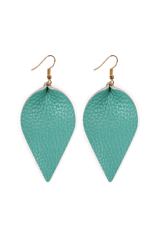 Teardrop Shape Genuine Leather Earrings