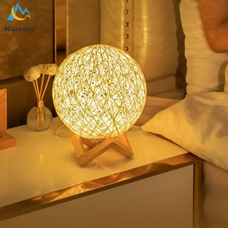 Rattan Ball LED Table Lamps