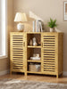 Bamboo 4 Tier Floor Cabinet with Doors, Freestanding Storage