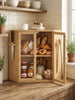 Bamboo Bread Box with Clear Doors – 2-Tier Kitchen Countertop Organizer