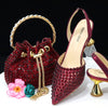 Diamond Pointed Toe Wedding Shoe and Bag Set for Party