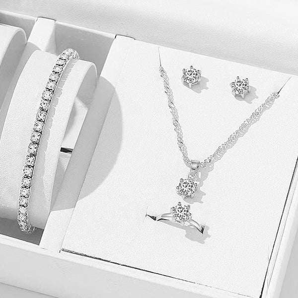 5Pcs Elegant Crystal Jewelry Sets for Women