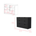 Dresser Curio, Four Drawers -Black