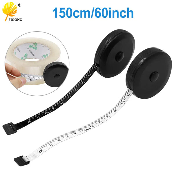 1.5m 60inch Black Double Sided Measuring Tape Auto Retractable