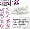 5-in-1 Magnesium Complex + Vitamin B6 Supplement - 420MG - High Absorption Magnesium Supplement for Sleep, Nerves, Muscles, Bones, 120 Capsules