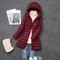 Women Warm Winter Coat Long Sleeve Solid Color Down Jackets Pockets Casual Hooded Down Coats Female Outerwear Padded Clothes
