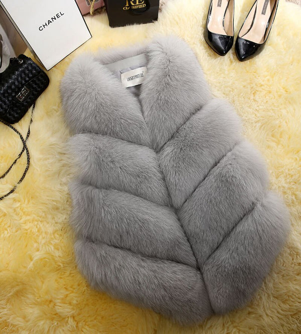 Faux Fur Sleeveless Vest Winter Thick Coats Women 2022 New Fashion Casual Jacket Warm Slim  Outerwear Women Winter Vest