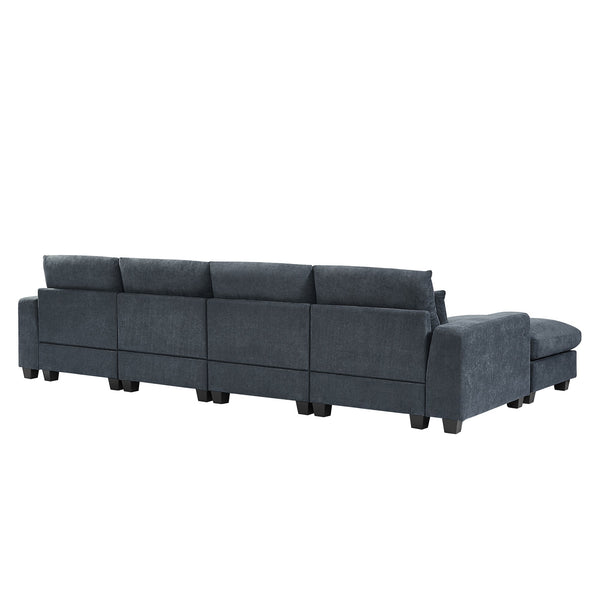 Modern Large L-Shape Feather Filled Sectional Sofa,  Convertible Sofa Couch With Reversible Chaise for Living Room