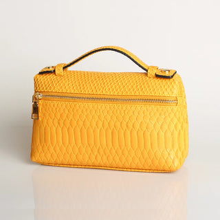 Buy snake-yellow-l Snake Pattern Clutch Make Up Bags