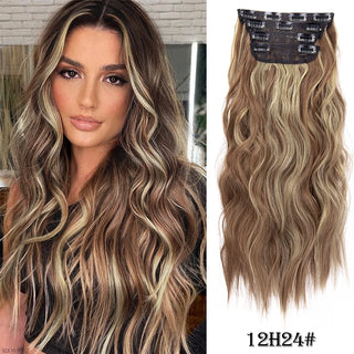 Buy 12h24 4Pcs/Set 20Inch Synthetic Hair Clip in Long Wavy Thick Hairpieces