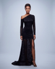 Midnight Leopard Asymmetric Gown
