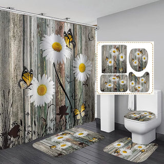 Buy b7 4 Pcs Shower Curtain Sets With 12 Hooks