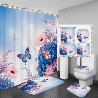 Buy b4 4 Pcs Shower Curtain Sets With 12 Hooks