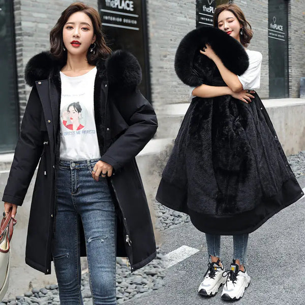 Fashion Winter Jacket Women Warm Coat Long Female Jacket Plus Size 5XL Ladies Parka Winter Coat Women Fur Collar Hooded Outwear