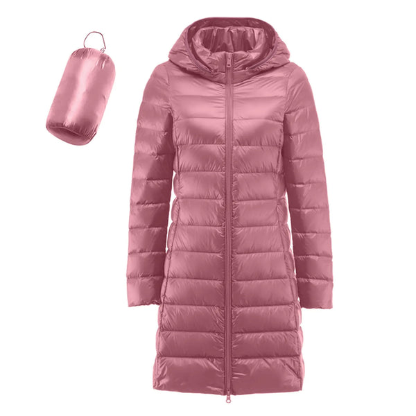 Women Warm Winter Coat Long Sleeve Solid Color Down Jackets Pockets Casual Hooded Down Coats Female Outerwear Padded Clothes