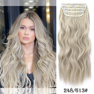 Buy 248-613 4Pcs/Set 20Inch Synthetic Hair Clip in Long Wavy Thick Hairpieces