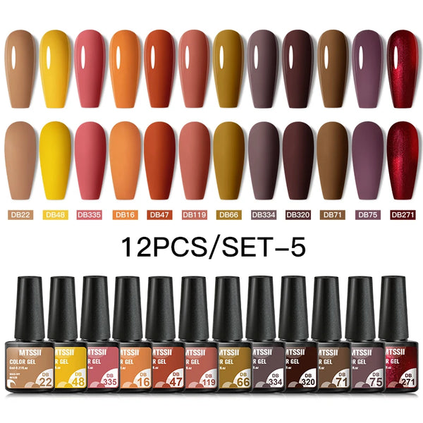 10/12pcs Spring Macaron Nail Gel Polish Set