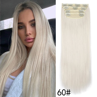 Buy 60-zhi 4Pcs/Set 20Inch Synthetic Hair Clip in Long Wavy Thick Hairpieces